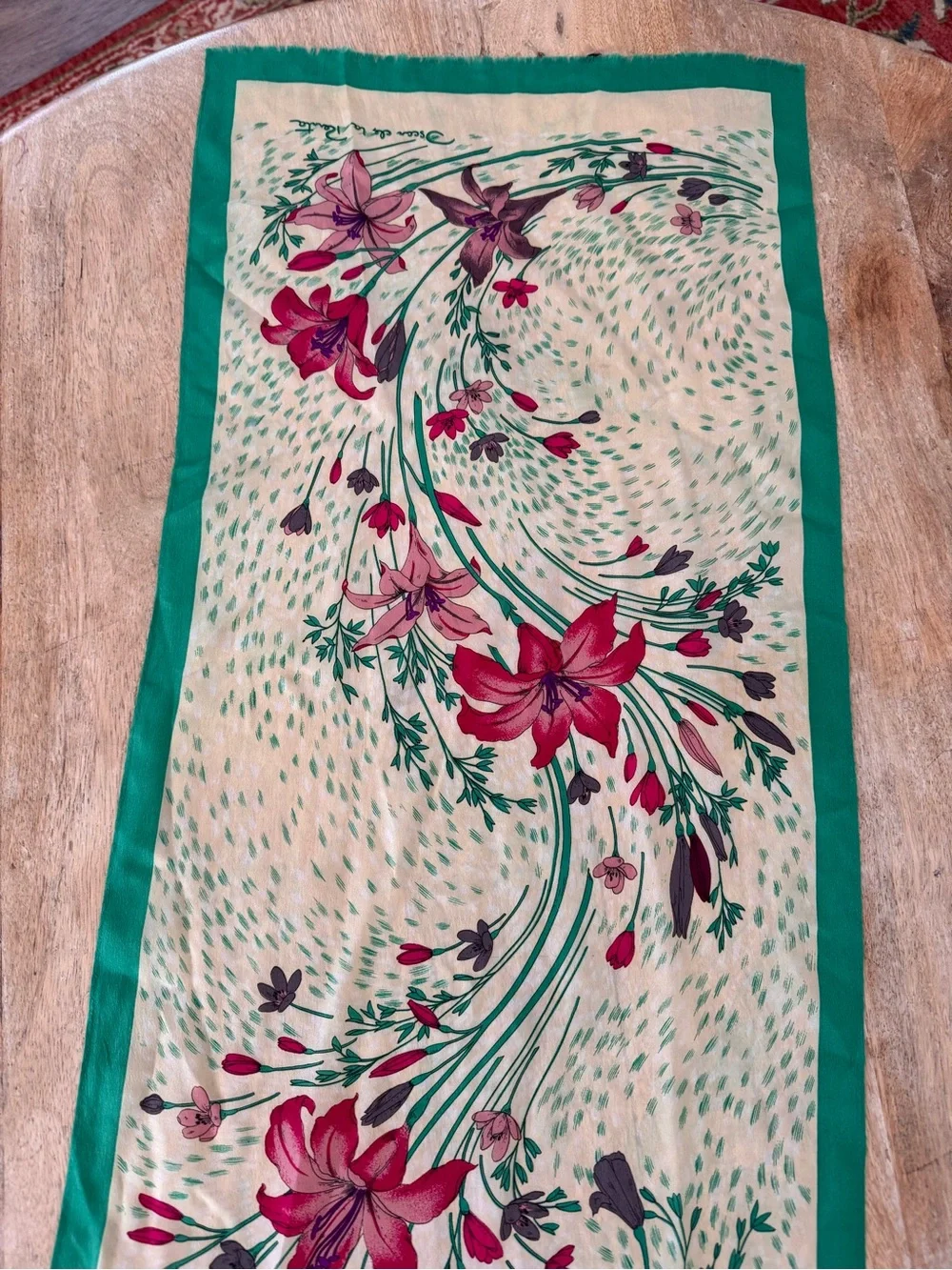 Oscar de la Renta silk floral scarf
